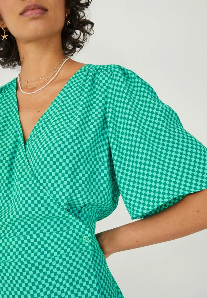 Hush Dresses Women Sierra Wrap Mini Dress Mini Checkerboard Green Hush Dresses Women Sierra Wrap Mini Dress Mini Checkerboard Green