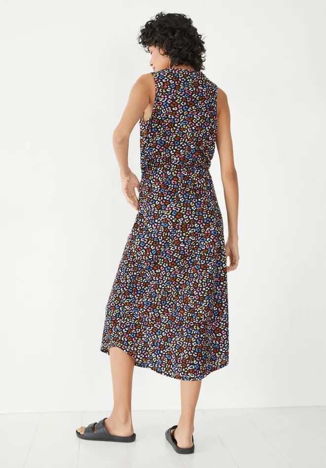 Hush Dresses Women VNeck Cotton Jersey Midi Dress Soft Leopard Blackmulti
