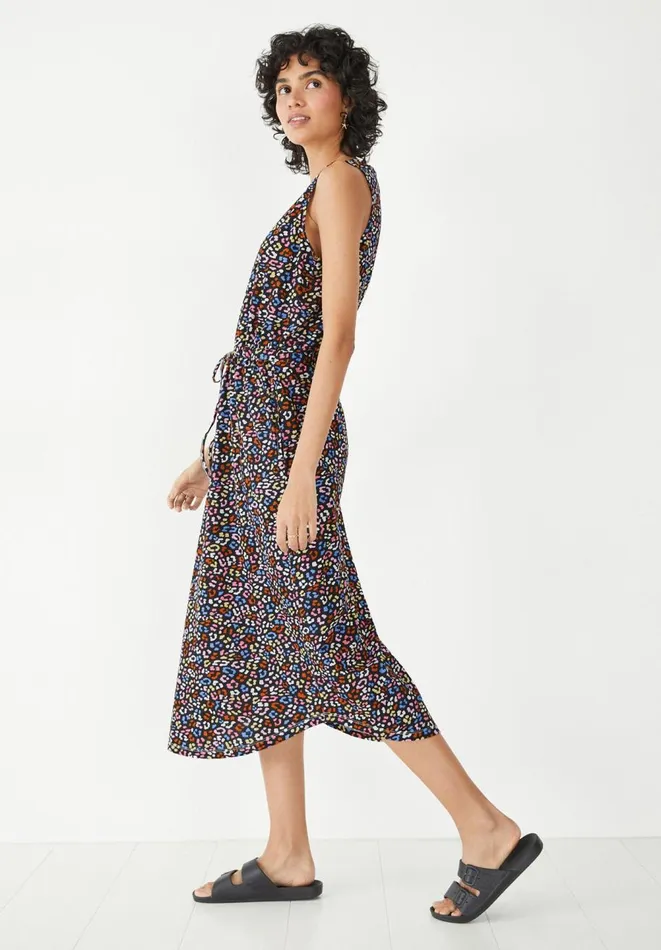 Hush Dresses Women VNeck Cotton Jersey Midi Dress Soft Leopard Blackmulti