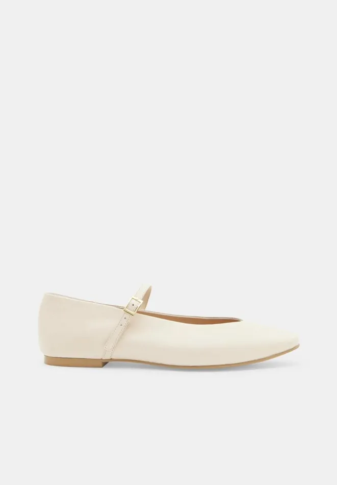 Hush Flats Women Maeva Mary Jane Leather Flats Bone