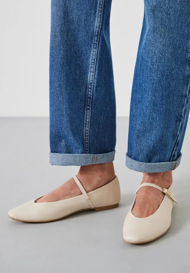Hush Flats Women Maeva Mary Jane Leather Flats Bone Hush Flats Women Maeva Mary Jane Leather Flats Bone