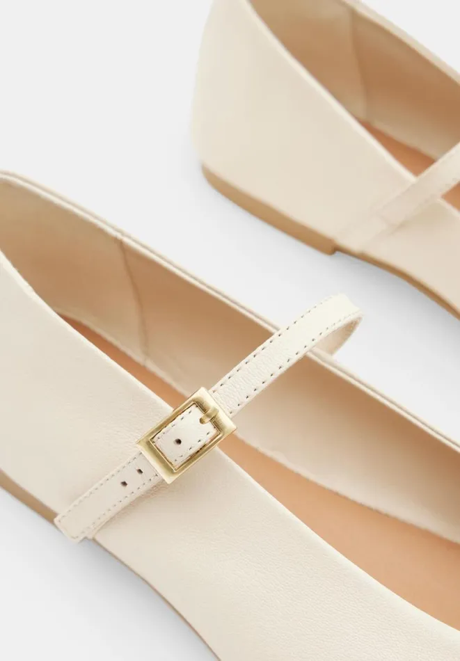 Hush Flats Women Maeva Mary Jane Leather Flats Bone Hush Flats Women Maeva Mary Jane Leather Flats Bone