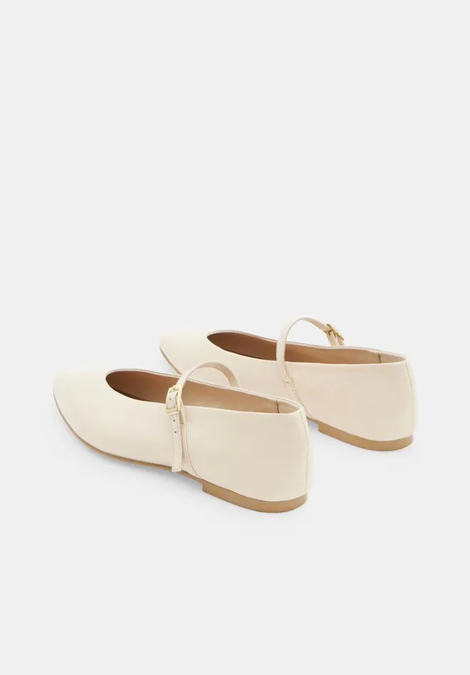 Hush Flats Women Maeva Mary Jane Leather Flats Bone Hush Flats Women Maeva Mary Jane Leather Flats Bone