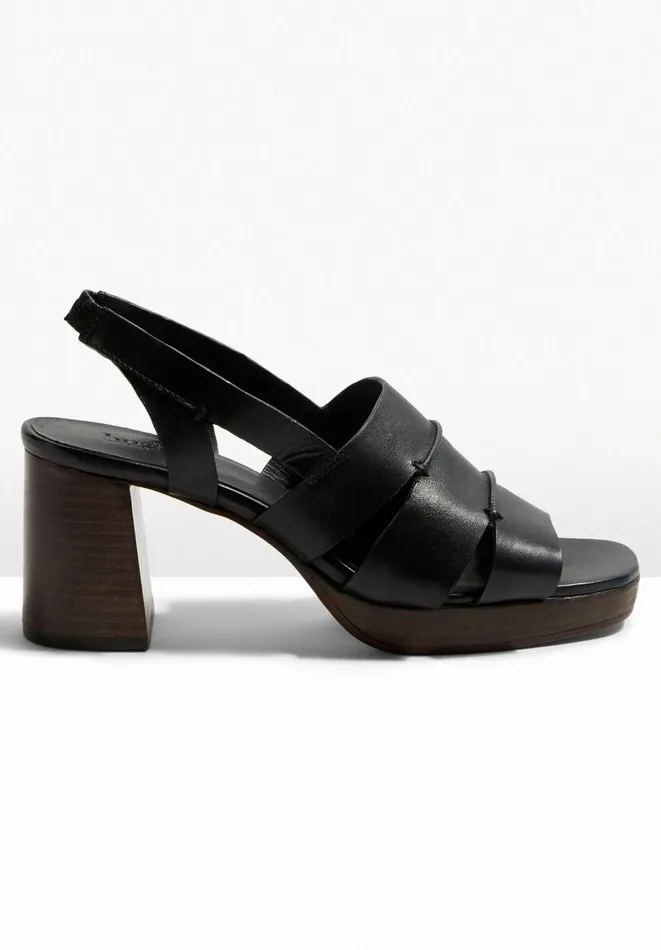 Hush Heels Women Fiona Leather Platform Sandals Black