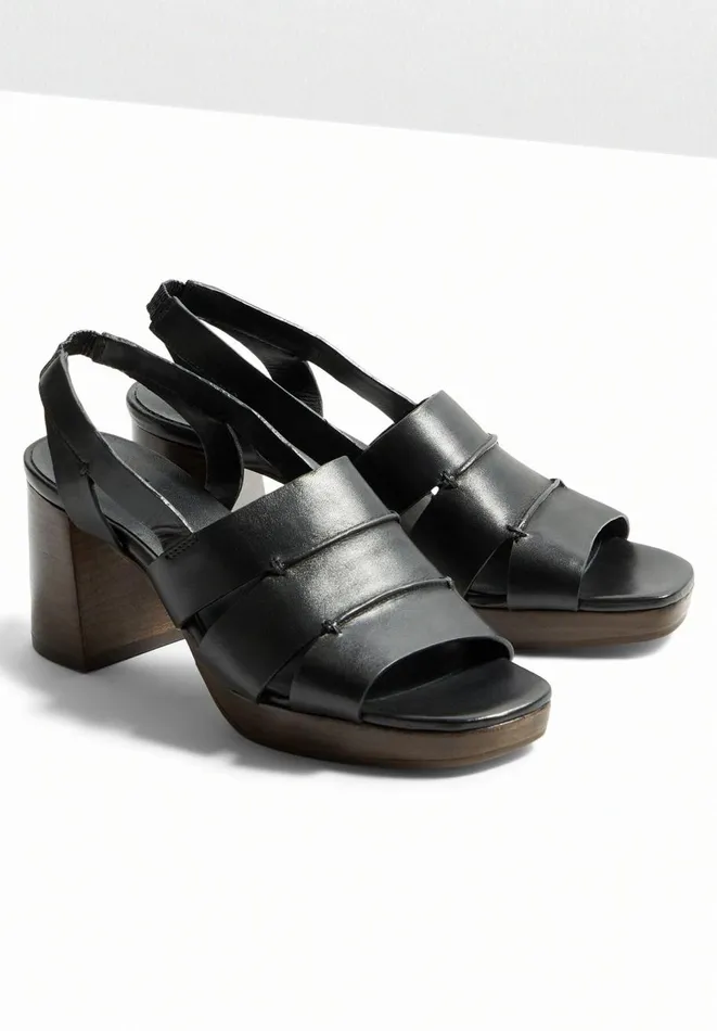 Hush Heels Women Fiona Leather Platform Sandals Black