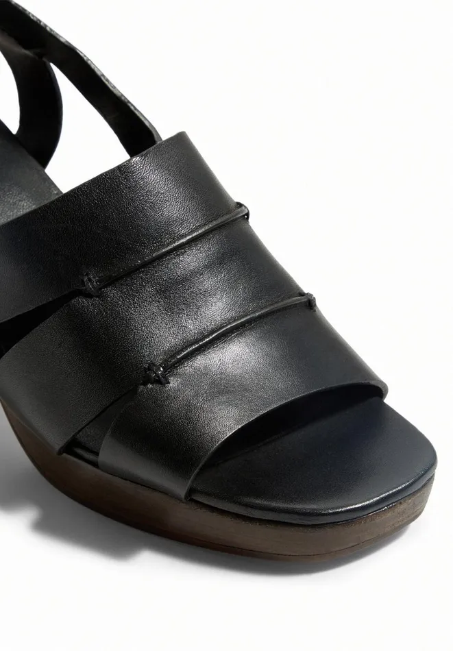 Hush Heels Women Fiona Leather Platform Sandals Black