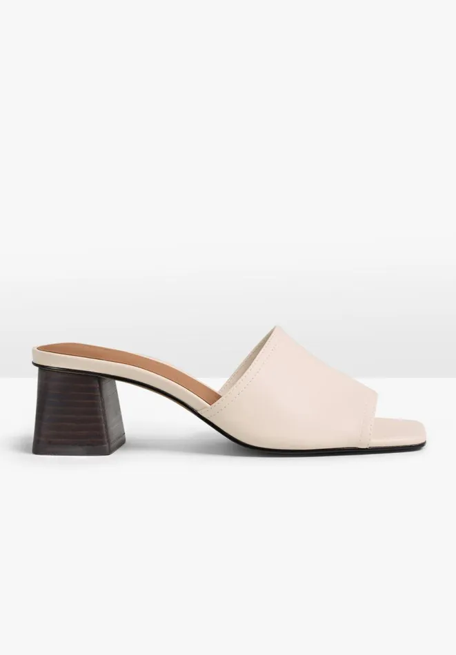 Hush Heels Women Lyra Leather Mules Ecru