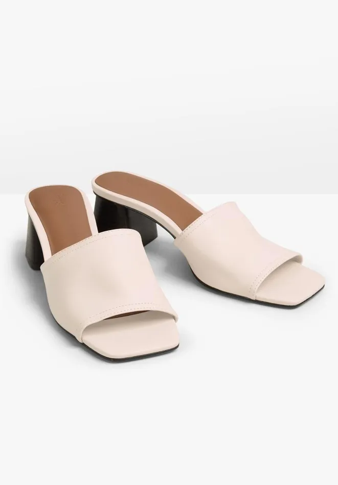 Hush Heels Women Lyra Leather Mules Ecru Hush Heels Women Lyra Leather Mules Ecru