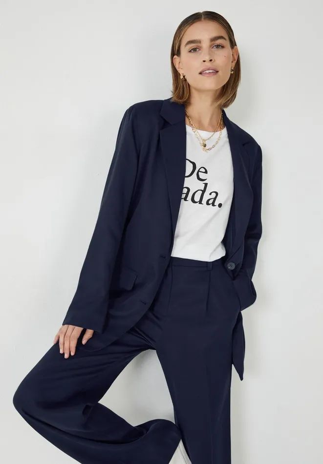 Hush Jackets and Coats Women Emelia Single Breasted Blazer Navy Blue
