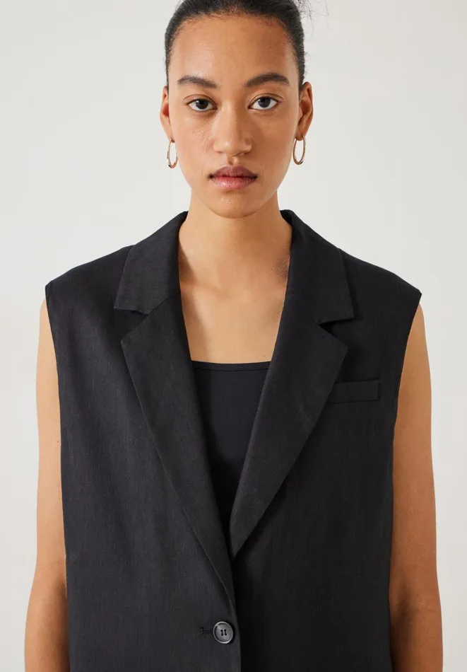 Hush Jackets and Coats Women Lana Relaxed Linen Blend Waistcoat Black