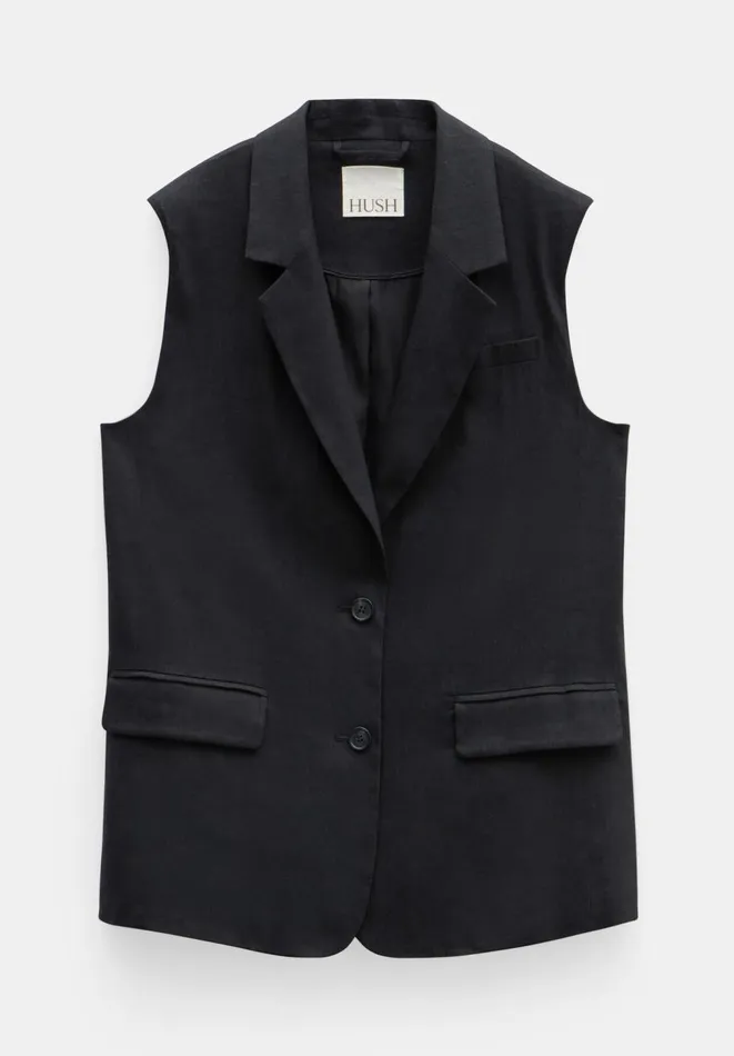 Hush Jackets and Coats Women Lana Relaxed Linen Blend Waistcoat Black