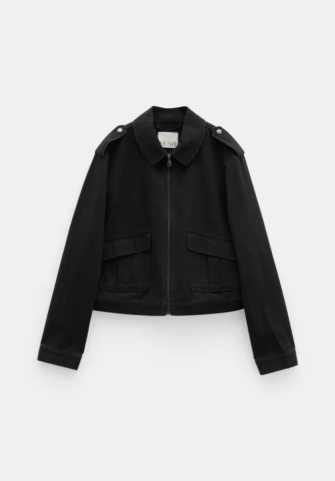 Hush Jackets and Coats Women Laurie Zip Up Utility Jacket Black