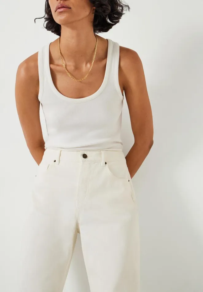 Hush Jeans Women Relaxed Boyfriend Jeans Ecru