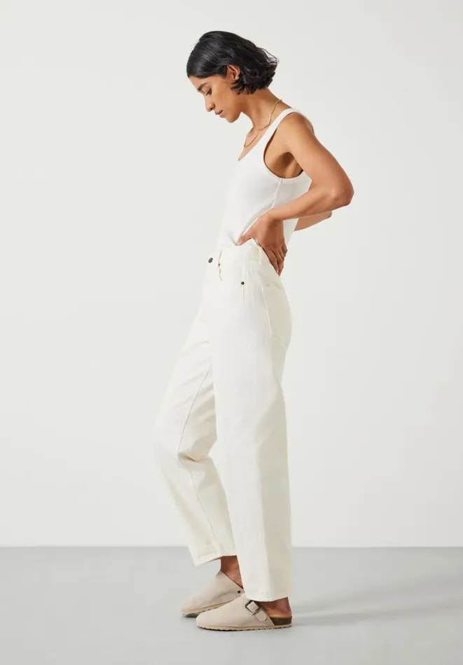 Hush Jeans Women Relaxed Boyfriend Jeans Ecru