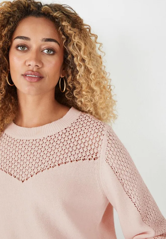 Hush Jumpers and Cardigans Women Ives Pointelle Chevron Jumper Soft Pink Hush Jumpers and Cardigans Women Ives Pointelle Chevron Jumper Soft Pink
