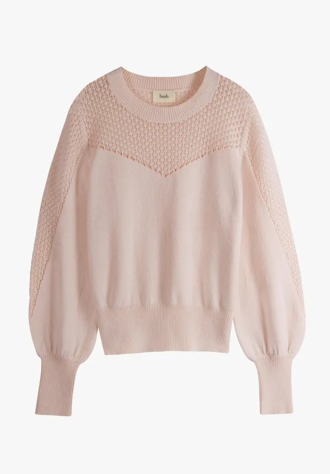 Hush Jumpers and Cardigans Women Ives Pointelle Chevron Jumper Soft Pink Hush Jumpers and Cardigans Women Ives Pointelle Chevron Jumper Soft Pink
