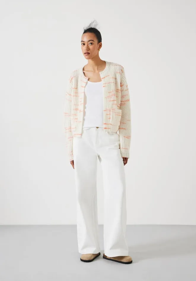 Hush Jumpers and Cardigans Women Kodi Wool Blend Cardigan Soft White Pink Hush Jumpers and Cardigans Women Kodi Wool Blend Cardigan Soft White Pink