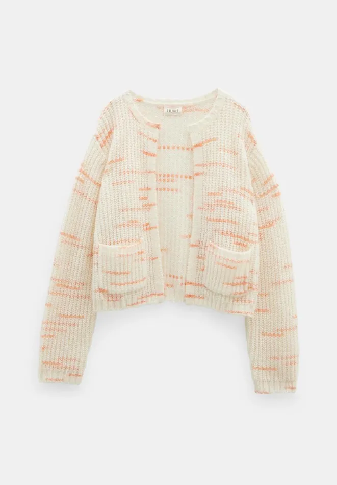 Hush Jumpers and Cardigans Women Kodi Wool Blend Cardigan Soft White Pink Hush Jumpers and Cardigans Women Kodi Wool Blend Cardigan Soft White Pink