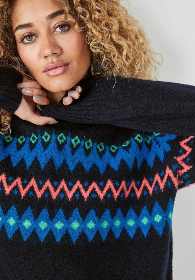 Hush Jumpers and Cardigans Women Rhea Fair Isle Jumper Midnight Navy Blue
