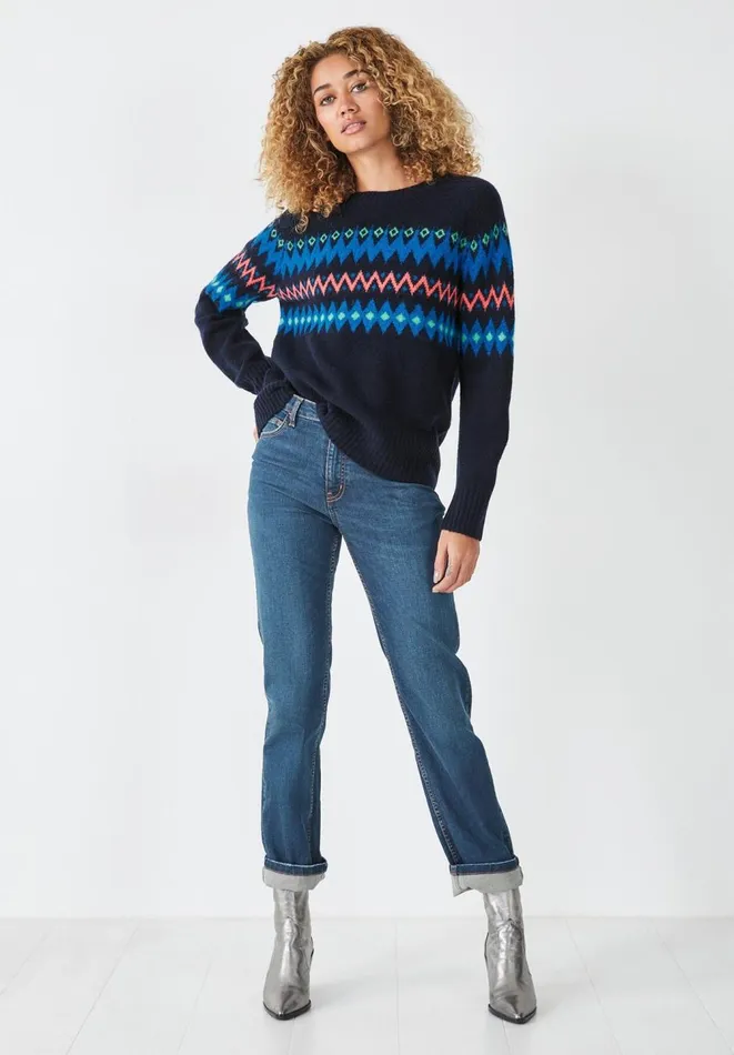 Hush Jumpers and Cardigans Women Rhea Fair Isle Jumper Midnight Navy Blue Hush Jumpers and Cardigans Women Rhea Fair Isle Jumper Midnight Navy Blue