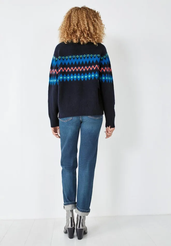 Hush Jumpers and Cardigans Women Rhea Fair Isle Jumper Midnight Navy Blue Hush Jumpers and Cardigans Women Rhea Fair Isle Jumper Midnight Navy Blue