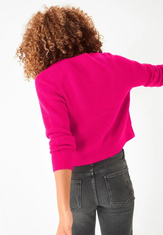 Hush Jumpers and Cardigans Women Riva Cropped Ribbed Cardigan Fuchsia Pink