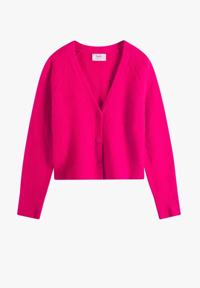 Hush Jumpers and Cardigans Women Riva Cropped Ribbed Cardigan Fuchsia Pink