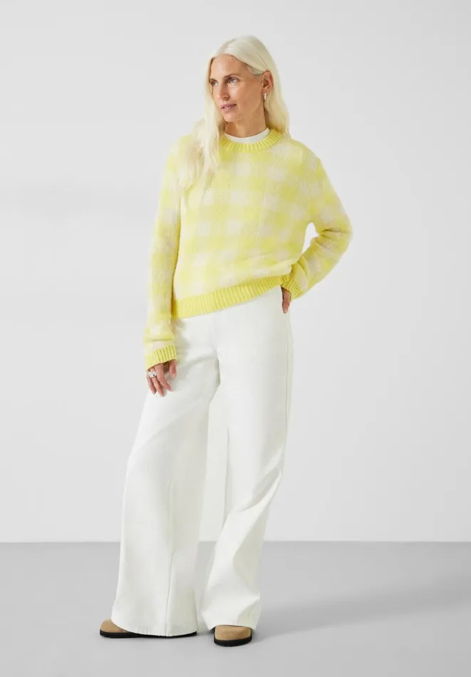 Hush Jumpers and Cardigans Women Thallon Gingham Wool Blend Jumper Yellowwhite