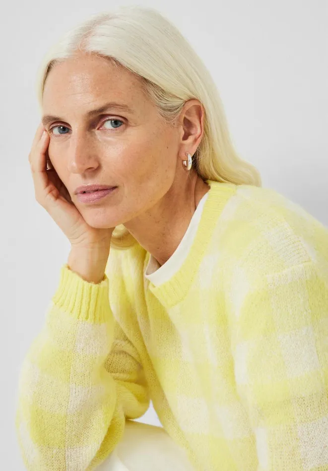 Hush Jumpers and Cardigans Women Thallon Gingham Wool Blend Jumper Yellowwhite