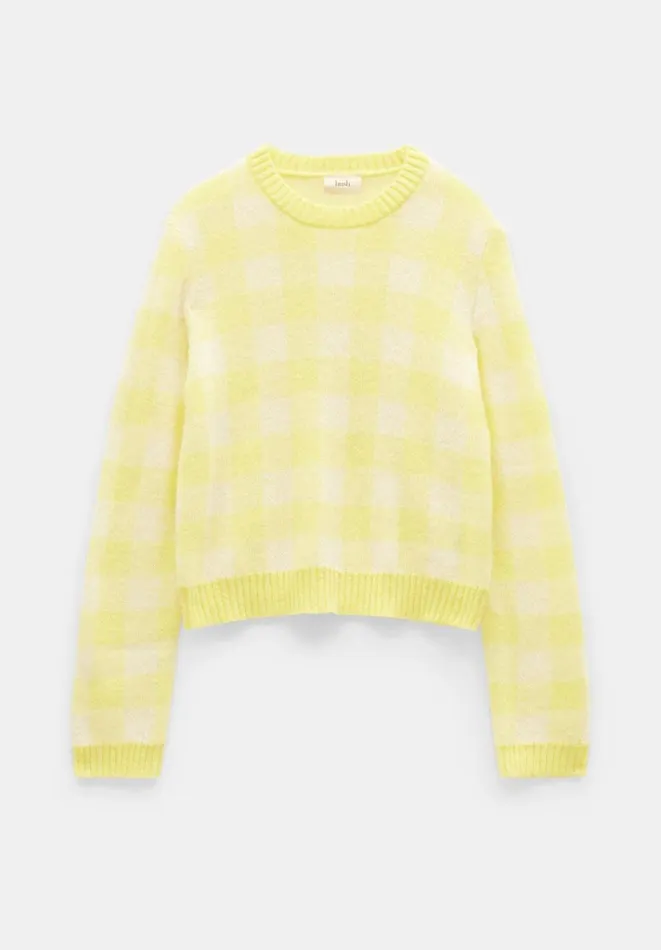 Hush Jumpers and Cardigans Women Thallon Gingham Wool Blend Jumper Yellowwhite