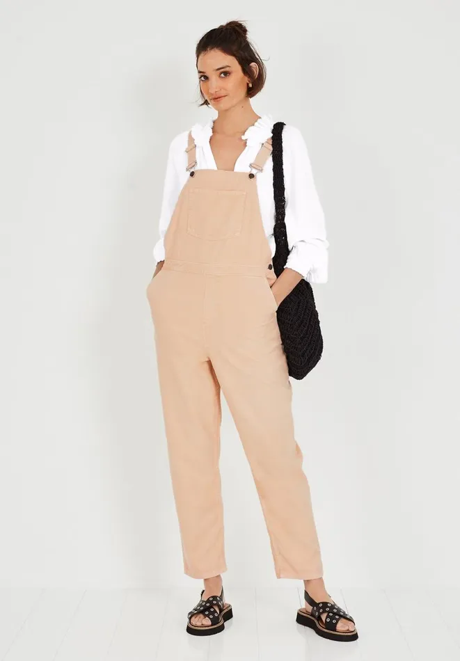 Hush Jumpsuits Women Brier Cotton Twill Dungarees Washed Sand
