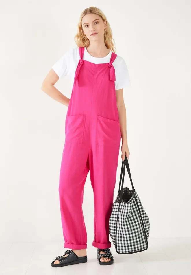 Hush Jumpsuits Women Linen Summer Dungarees Pink Peacock