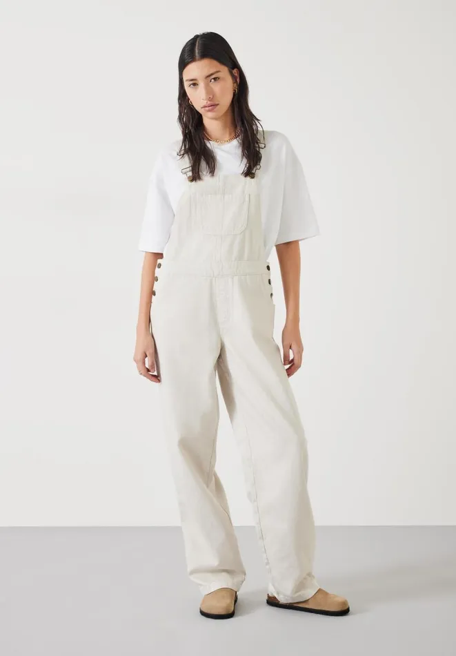 Hush Jumpsuits Women Maya Relaxed Straight Leg Dungarees Ecru