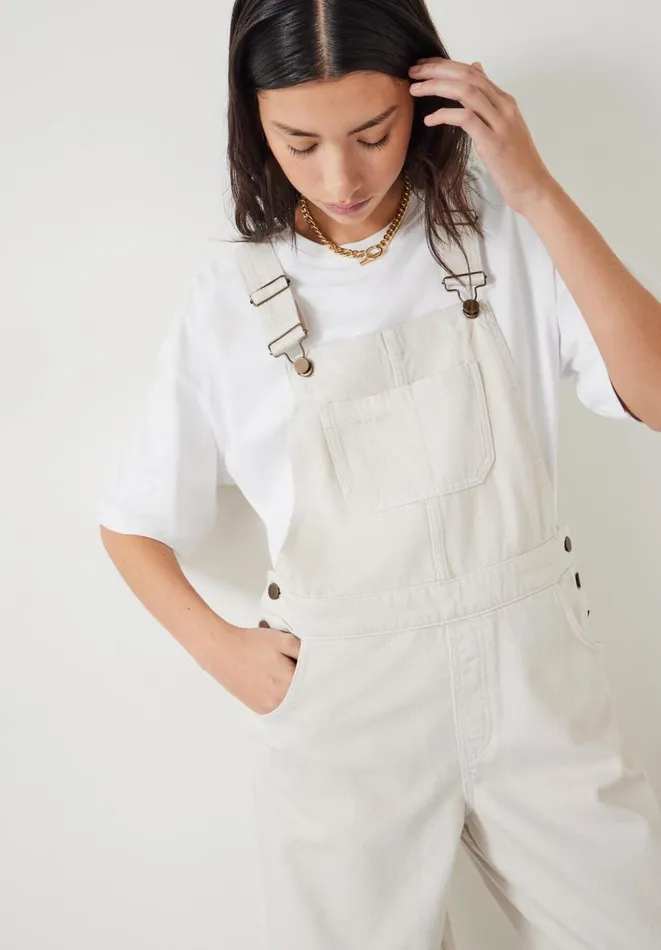 Hush Jumpsuits Women Maya Relaxed Straight Leg Dungarees Ecru