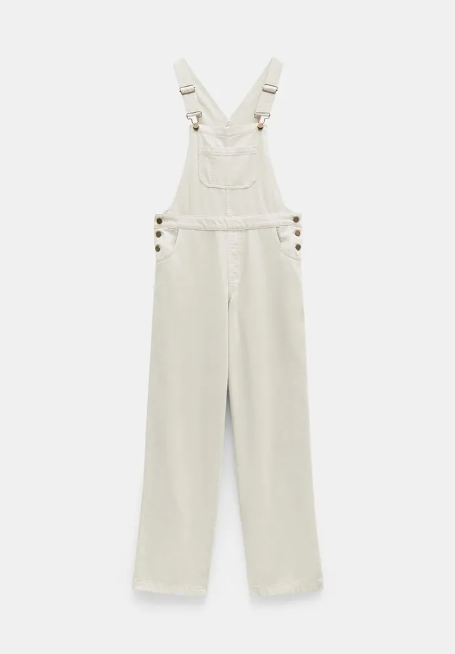 Hush Jumpsuits Women Maya Relaxed Straight Leg Dungarees Ecru