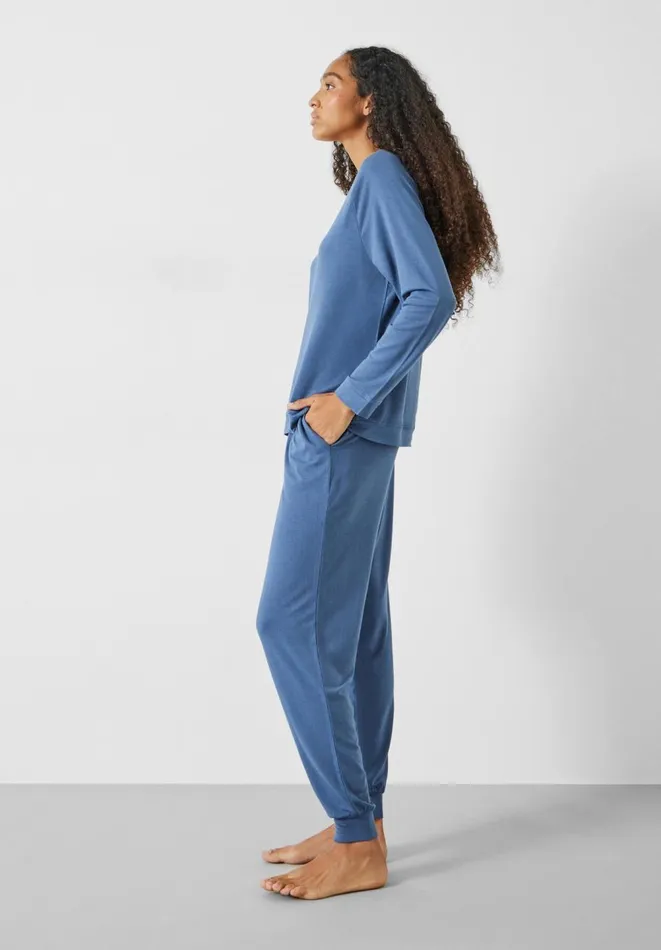 Hush Pyjamas and Nightwear Women Ayla Scoop Neck Jersey Pyjamas Blue Grey Hush Pyjamas and Nightwear Women Ayla Scoop Neck Jersey Pyjamas Blue Grey