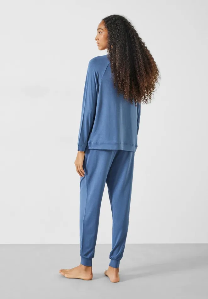 Hush Pyjamas and Nightwear Women Ayla Scoop Neck Jersey Pyjamas Blue Grey Hush Pyjamas and Nightwear Women Ayla Scoop Neck Jersey Pyjamas Blue Grey