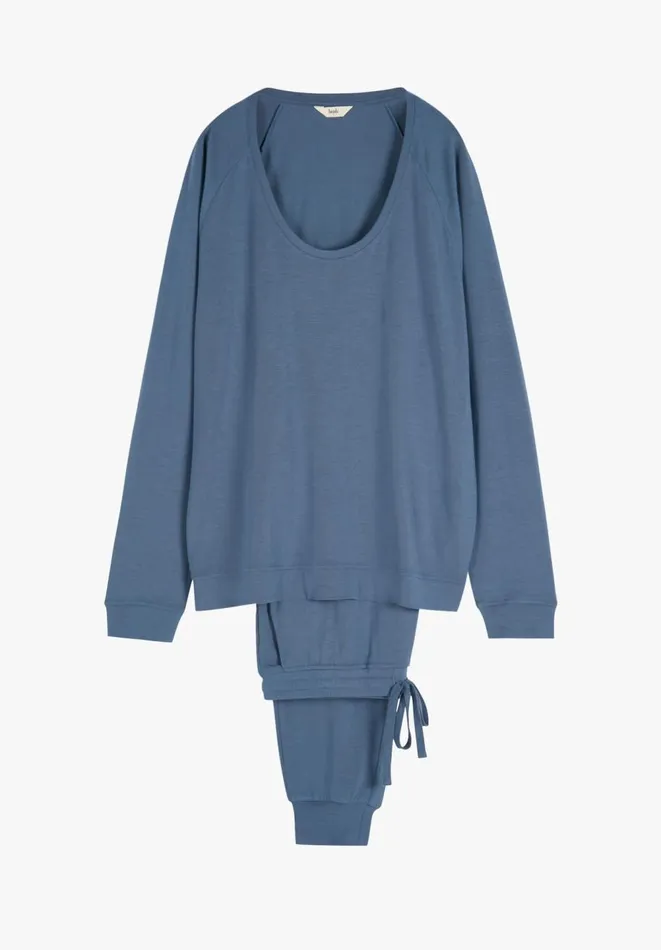 Hush Pyjamas and Nightwear Women Ayla Scoop Neck Jersey Pyjamas Blue Grey Hush Pyjamas and Nightwear Women Ayla Scoop Neck Jersey Pyjamas Blue Grey