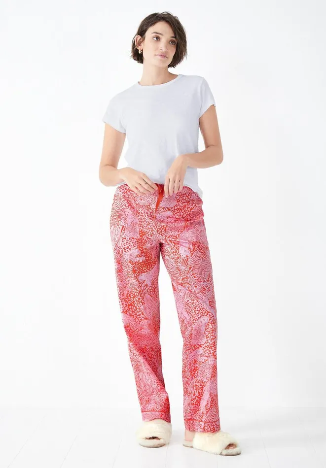Hush Pyjamas and Nightwear Women Isla Printed Cotton PJ Trousers Hidden Leopard Orangepink Hush Pyjamas and Nightwear Women Isla Printed Cotton PJ Trousers Hidden Leopard Orangepink