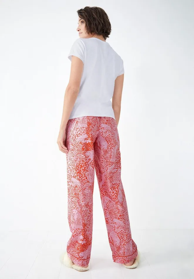 Hush Pyjamas and Nightwear Women Isla Printed Cotton PJ Trousers Hidden Leopard Orangepink Hush Pyjamas and Nightwear Women Isla Printed Cotton PJ Trousers Hidden Leopard Orangepink