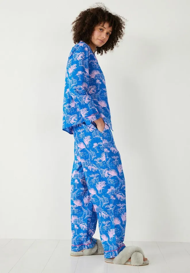 Hush Pyjamas and Nightwear Women Isla Printed Cotton Pyjama Set Savanna Sunset Bluepink Hush Pyjamas and Nightwear Women Isla Printed Cotton Pyjama Set Savanna Sunset Bluepink
