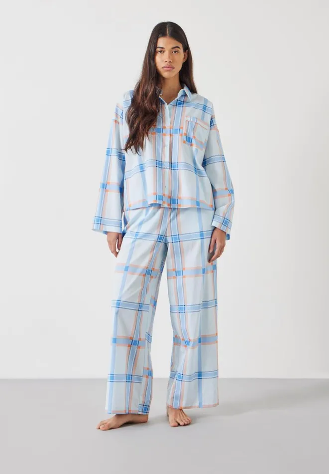 Hush Pyjamas and Nightwear Women Kirby Cotton Wide Leg Pyjamas Set Summer Check Pink