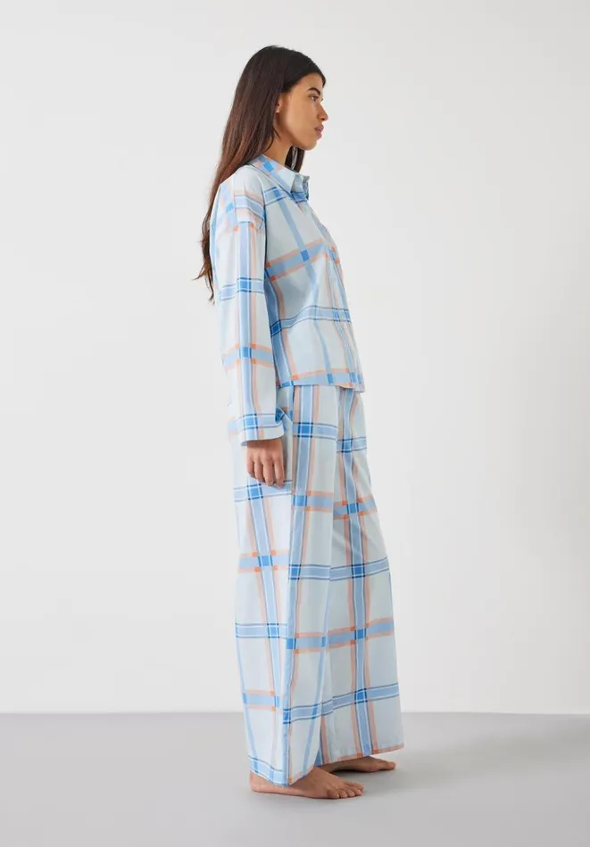 Hush Pyjamas and Nightwear Women Kirby Cotton Wide Leg Pyjamas Set Summer Check Pink