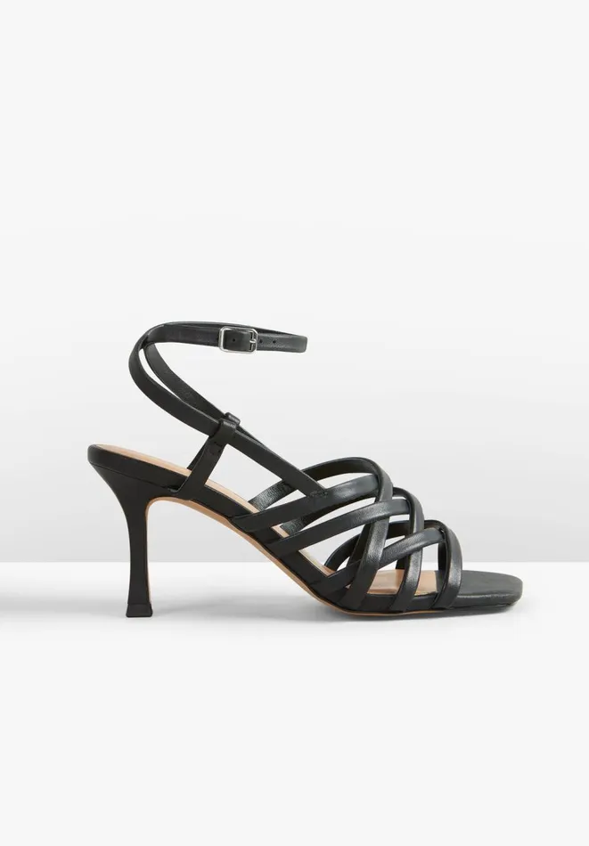 Hush Sandals Women Gisele Strappy Leather Stiletto Black