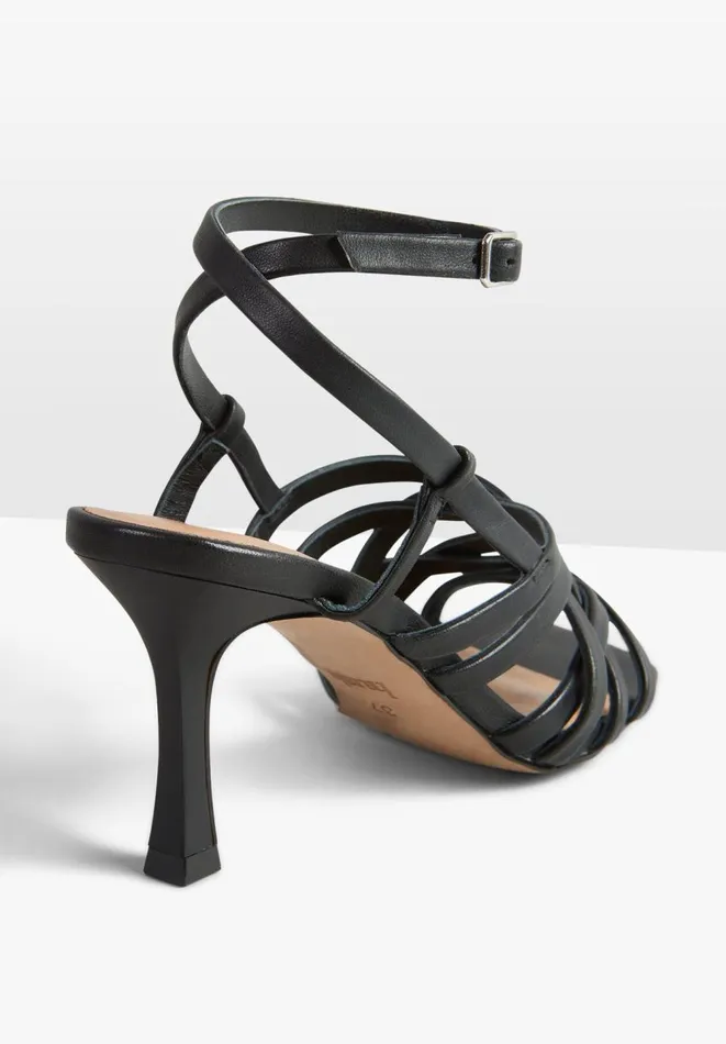 Hush Sandals Women Gisele Strappy Leather Stiletto Black