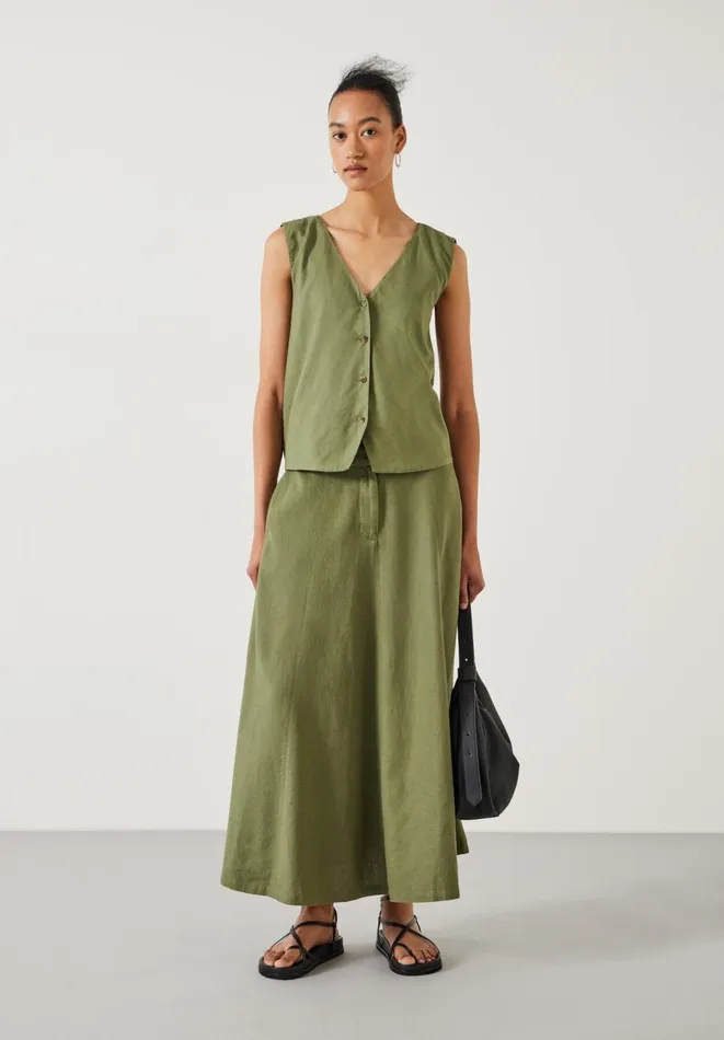 Hush Shirts and Blouses Women Kimi Two Way Linen Waistcoat Dark Olive Hush Shirts and Blouses Women Kimi Two Way Linen Waistcoat Dark Olive