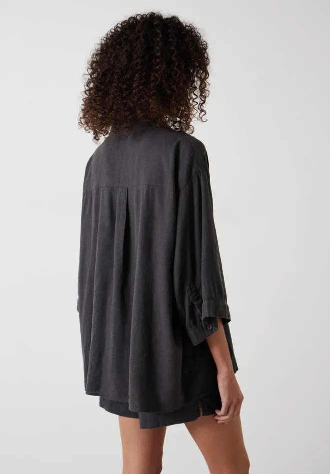 Hush Shirts and Blouses Women Lana Linen Blend Shirt Washed Black Hush Shirts and Blouses Women Lana Linen Blend Shirt Washed Black