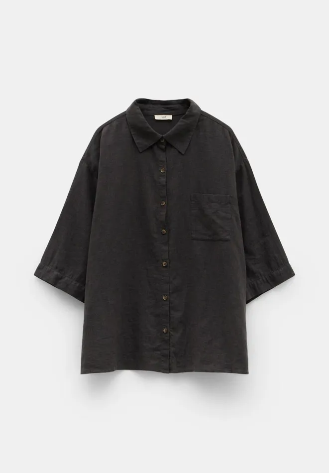 Hush Shirts and Blouses Women Lana Linen Blend Shirt Washed Black Hush Shirts and Blouses Women Lana Linen Blend Shirt Washed Black
