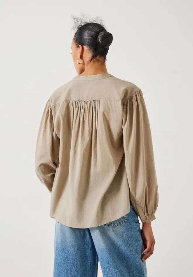Hush Shirts and Blouses Women Lhea Oversized Gather Detail Blouse Darker Beige Hush Shirts and Blouses Women Lhea Oversized Gather Detail Blouse Darker Beige