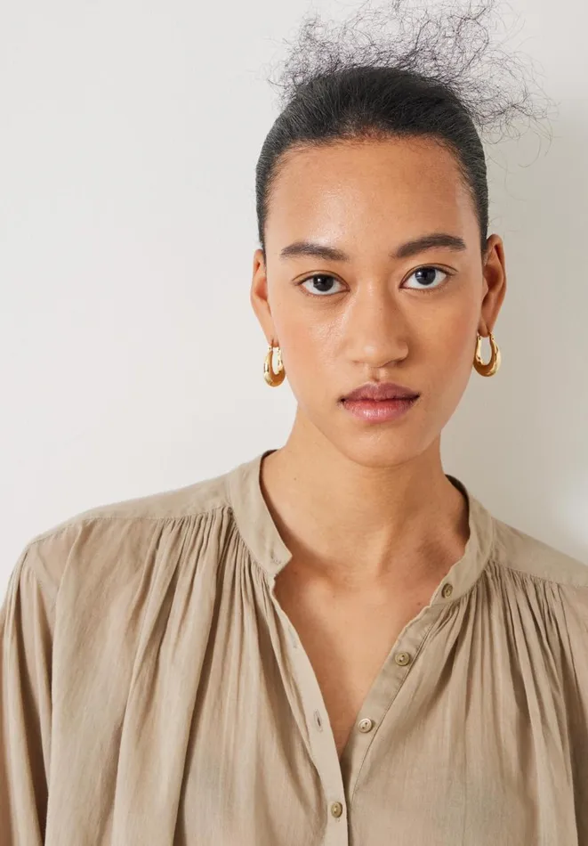 Hush Shirts and Blouses Women Lhea Oversized Gather Detail Blouse Darker Beige Hush Shirts and Blouses Women Lhea Oversized Gather Detail Blouse Darker Beige